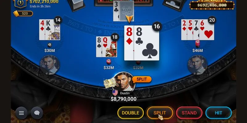 Rút thêm bài khi tổng điểm casino Blackjack được từ 17 trở xuống